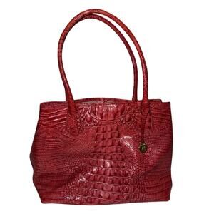 BRAHMIN quite luxury brass hardware exotic leather clean interior shoulder bag